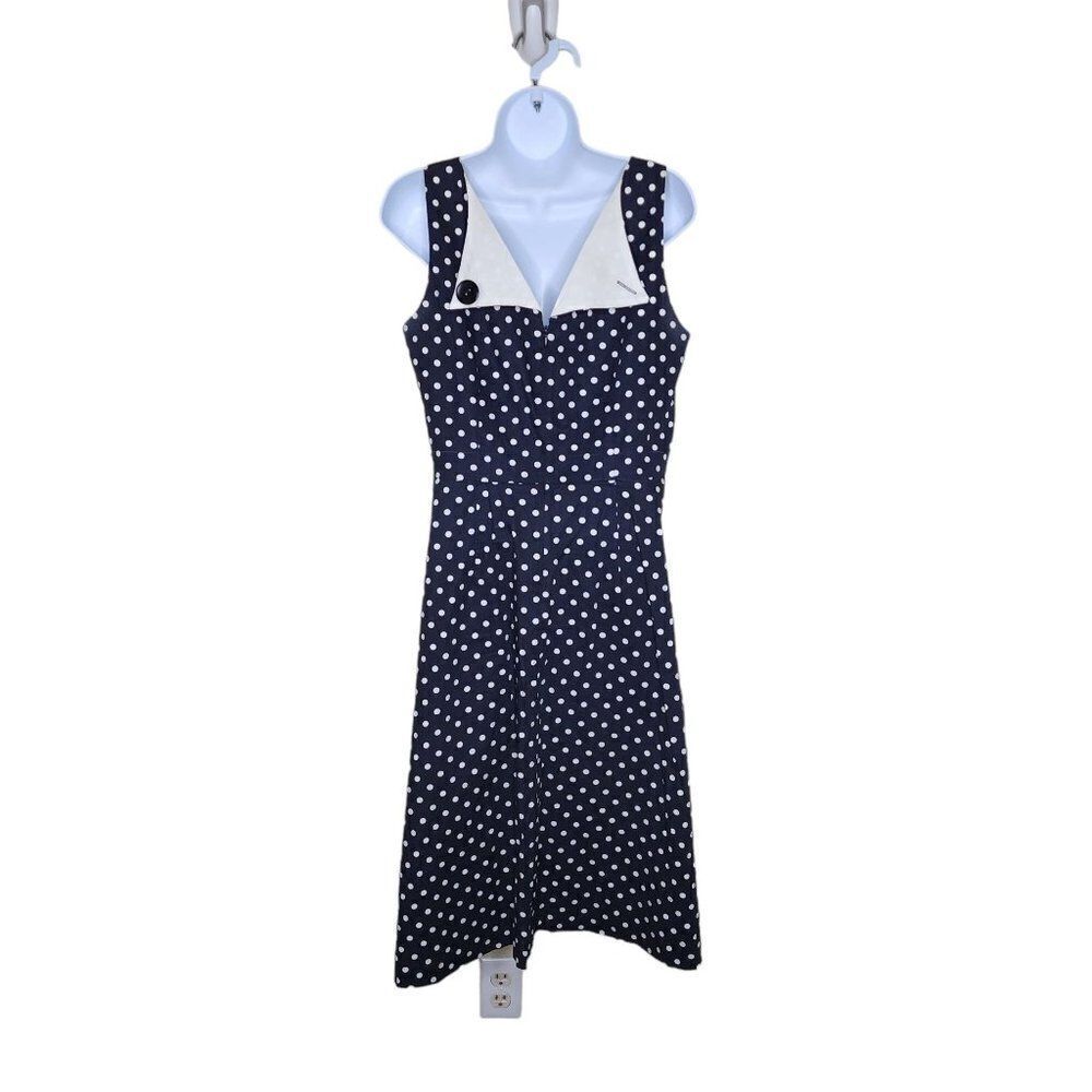 Vintage 90s A Line Dress Womens Size 8 Black White Polka Dot Sleeveless